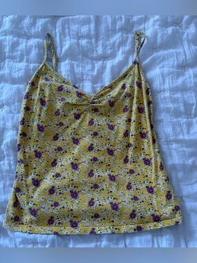 Forever 21 Yellow Ditsy Floral Ruched Cami Top